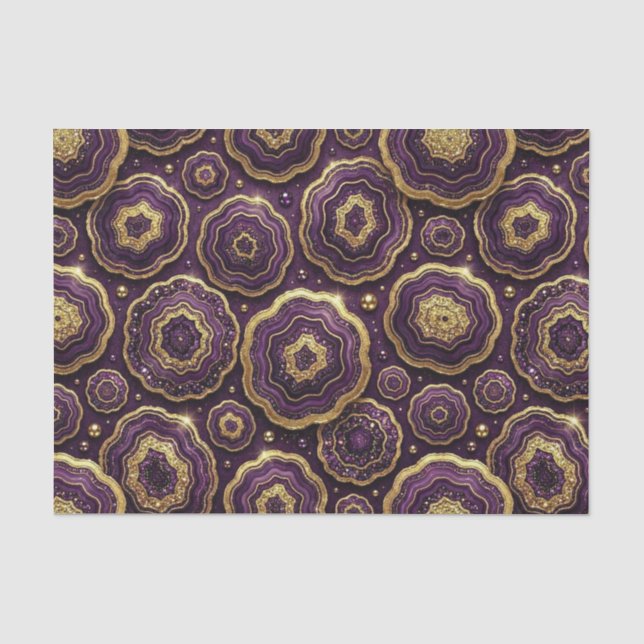 Luxury Decoupage | Purple + Gold Agate Geode Tissue Paper (Front)