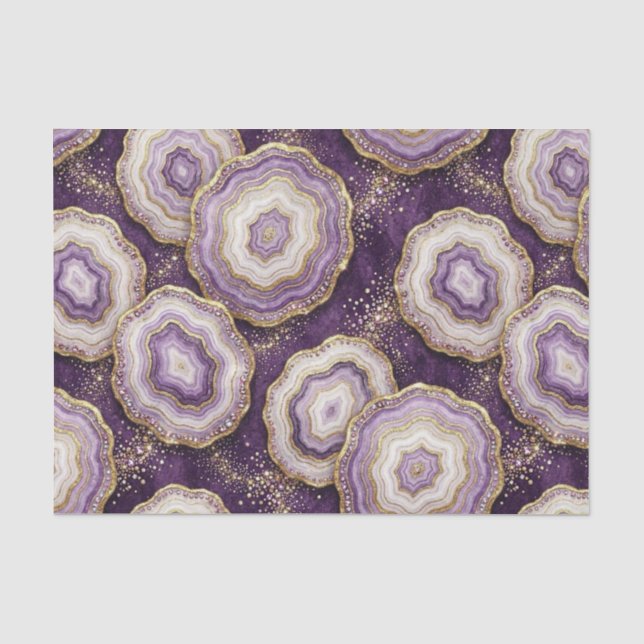 Luxury Decoupage | Purple + Gold Agate Geode Tissue Paper (Front)