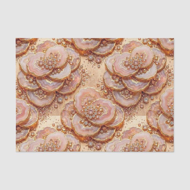 Luxury Decoupage | Rose Gold + Gold Agate Geode Tissue Paper (Front)