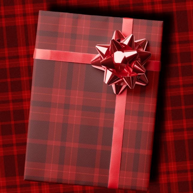 Luxury Deep Burgundy Red Monochrome Tartan Plaid Wrapping Paper (Creator Uploaded)