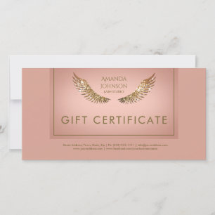 Luxury Design Lash Gift Certificate Golden Wings Thank You Card