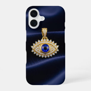 Luxury Designer-Style Evil Eye Pendant on Velvet iPhone 16 Case