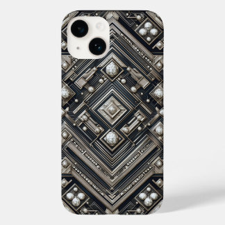 Luxury Diamond Cut Geometric Art Deco Pattern Gold Case-Mate iPhone 14 Case