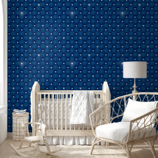 Luxury Diamond Tufted Quilted Bold Blue Wallpaper