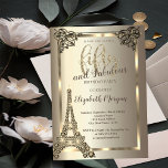 Luxury Diamonds Eiffel Tower,Border 50th Birthday  Invitation<br><div class="desc">Elegant gold frame,  and diamonds Eiffel tower.</div>