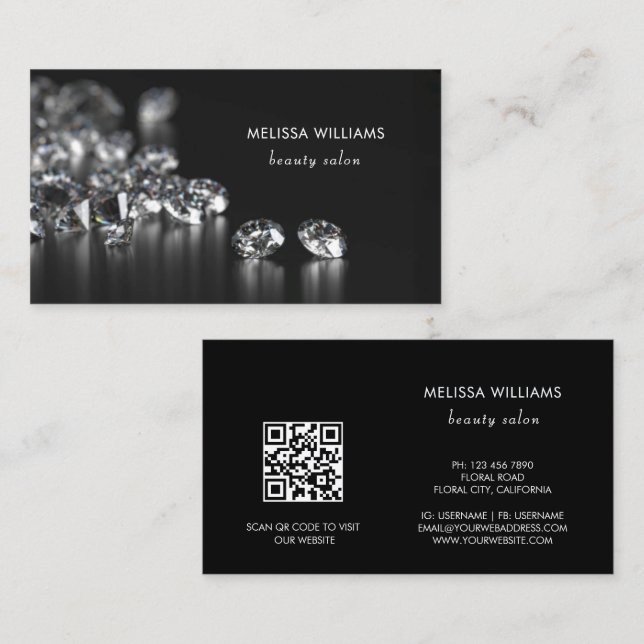 Luxury Diamonds Jeweller Jewellery Store Business Card (Front/Back)