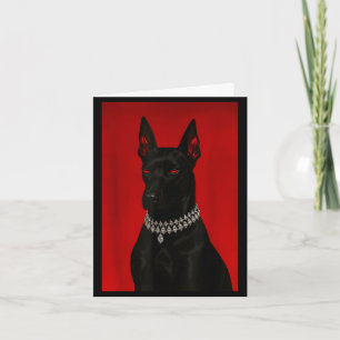 Luxury doberman dark black dog portrait gothic card