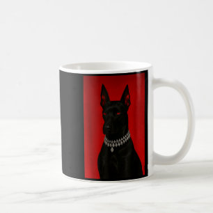 Luxury doberman dark black dog portrait gothic coffee mug