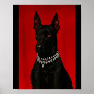 Luxury doberman dark black dog portrait gothic poster