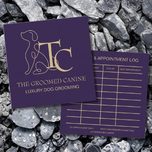 Luxury Dog Grooming Business Card Deep Plum