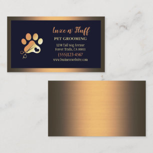 Luxury Dog Pet Grooming Paw Scissors Business Card