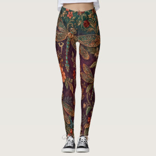 Luxury Dragonfly Floral Boho Leggings