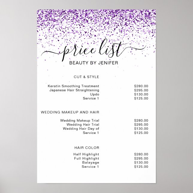 Luxury drips glitter purple Salon Poster (Front)
