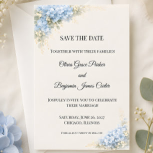 Luxury Dusty Blue Hydrangea Save The Date