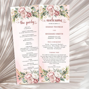 Luxury Dusty Pink Floral Greenery Wedding Program
