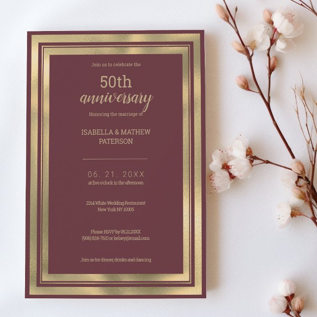 Luxury dusty pink gold 50th Wedding Anniversary  Invitation (Luxury dusty pink gold 50th Wedding Anniversary)