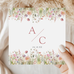 Luxury Dusty Pink Wildflower Wedding Napkin