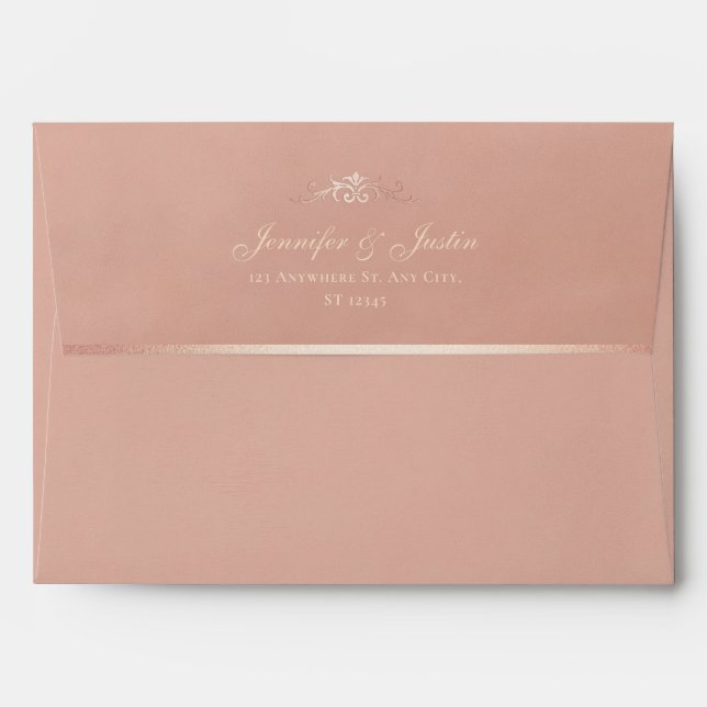 Luxury Dusty Rose Velvet Texture Wedding Envelope (Back (Top Flap))