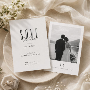 Luxury Editorial Black & White Photo Save The Date