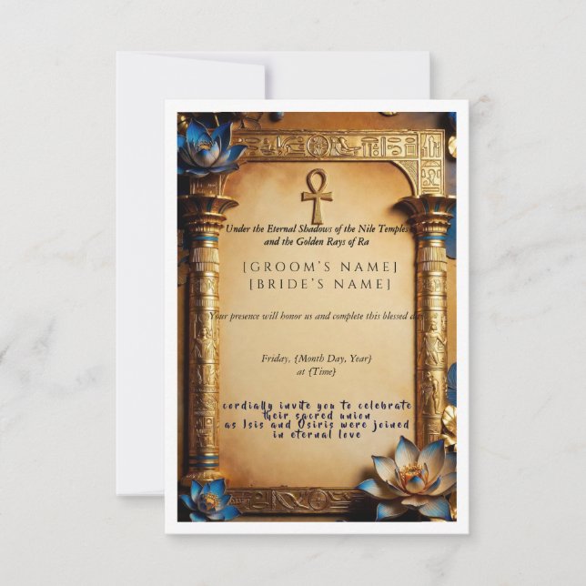 Luxury Egyptian Pharaoh Wedding Invitation | Golde (Front)