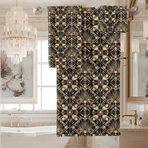 Luxury & Elegance Art Deco Black & Gold Bath Towel Set