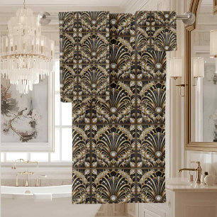 Luxury & Elegance Art Deco Black & Gold Bath Towel Set