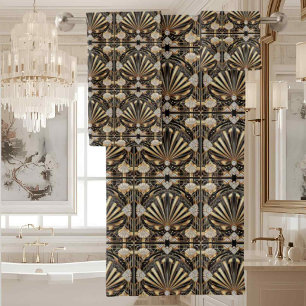 Luxury & Elegance Art Deco Black & Gold Bath Towel Set