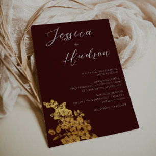 Luxury Elegance: Burgundy & Gold Floral Wedding Invitation