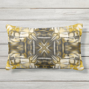 Luxury, elegant, abstract, yellow, grey, white lumbar cushion