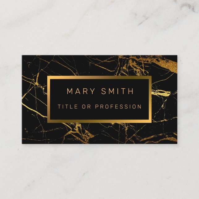 Luxury Elegant Black Gold Business Card (Front)