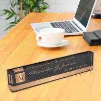 Luxury elegant black leather gold monogram lawyer