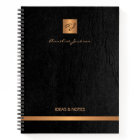 Luxury elegant black leather gold monogrammed