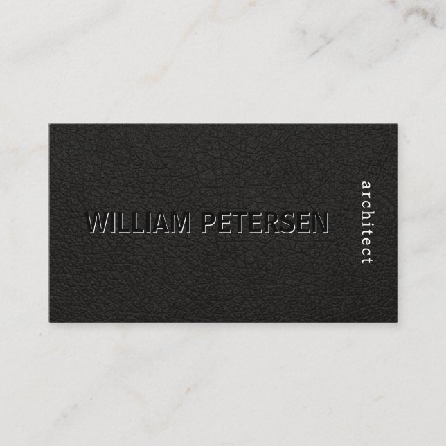 Luxury elegant black white leather professional business card (Front)