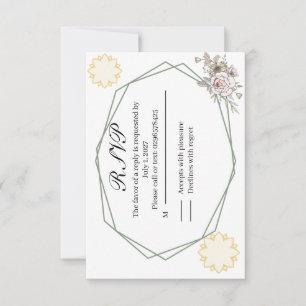Luxury Elegant Boho Minimalist Sage Green Gold RSVP Card
