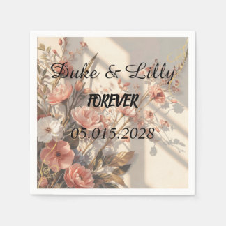 Luxury Elegant Botanical Wedding Napkin