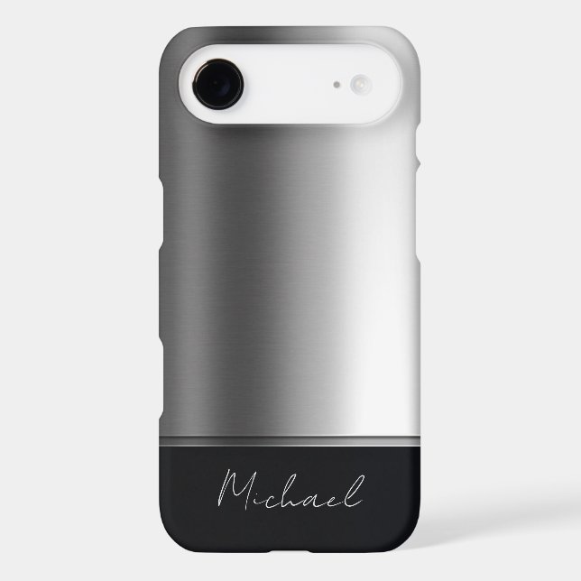 Luxury Elegant Brushed Metal Silver Gray (Back)