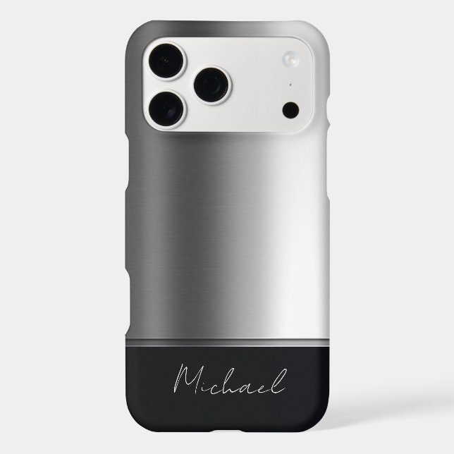 Luxury Elegant Brushed Metal Silver Gray (Back)