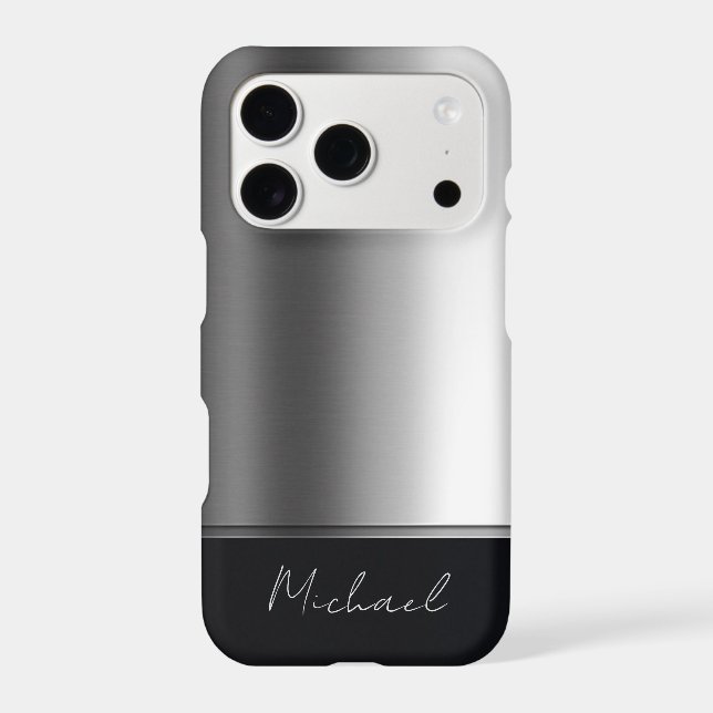 Luxury Elegant Brushed Metal Silver Grey (Back)