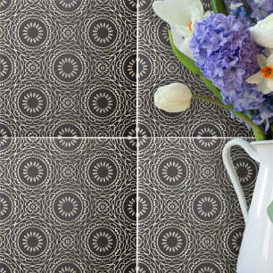 Luxury Elegant Chic Faux Gold And Black Arabesque Ceramic Tile