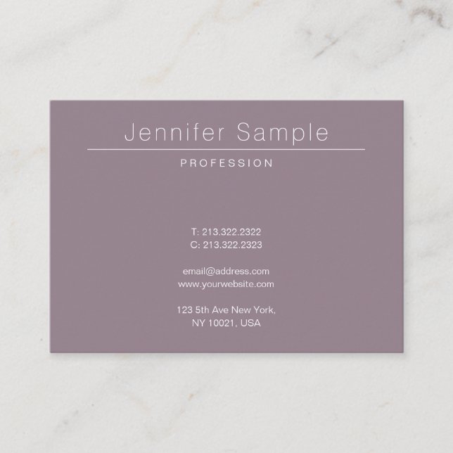 Luxury Elegant Clean Modern Salon Plain Trendy Business Card (Front)
