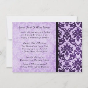 Luxury Elegant Damask Purple Rose Wedding Invite