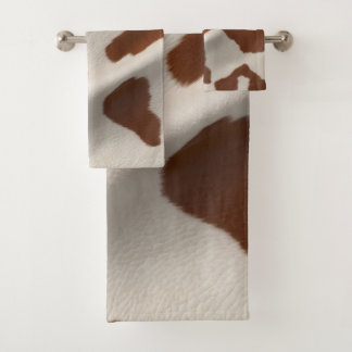 Luxury Elegant Faux Cow Leather Popular Collection Bath Towel Set