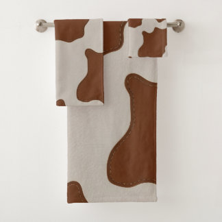 Luxury Elegant Faux Cow Leather Trendy Collection Bath Towel Set