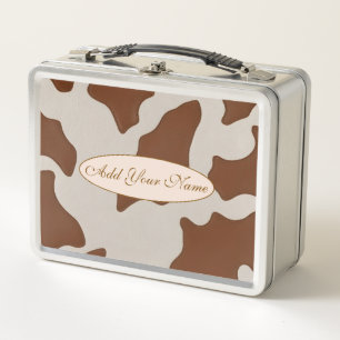 Luxury Elegant Faux Cow Leather Trendy Collection Metal Lunch Box
