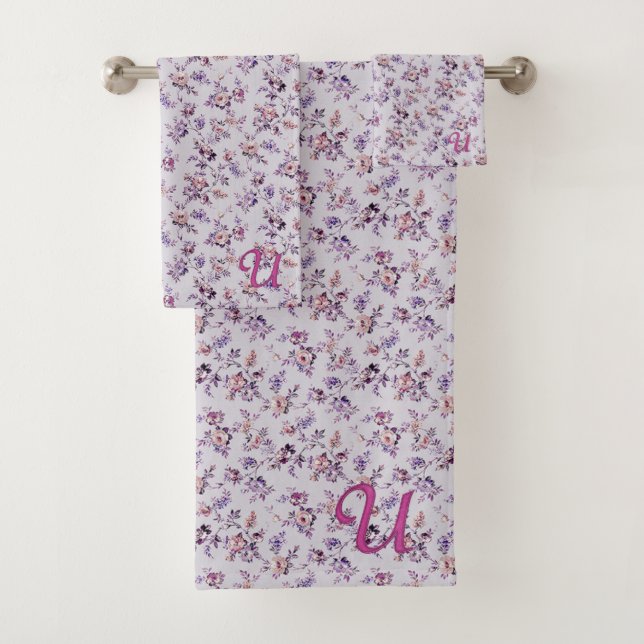 Luxury Elegant Floral (A-Z) Bath Towel Set (Insitu)