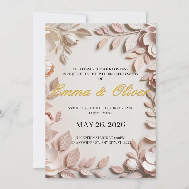 Luxury Elegant Floral Wedding Invitation (Front)