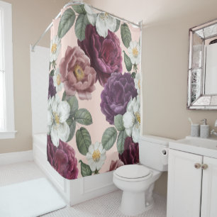 Luxury elegant Florals Roses Purple Shower Curtain