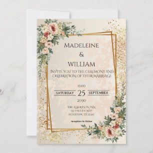 Luxury Elegant Garden Flowers Wedding  Save The Date