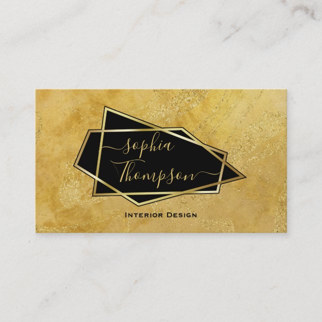 Luxury Elegant Gold Glitter Marble Script Business Card (Front)