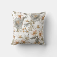 Luxury, Elegant, Gold Grey Flowers Pattern 
